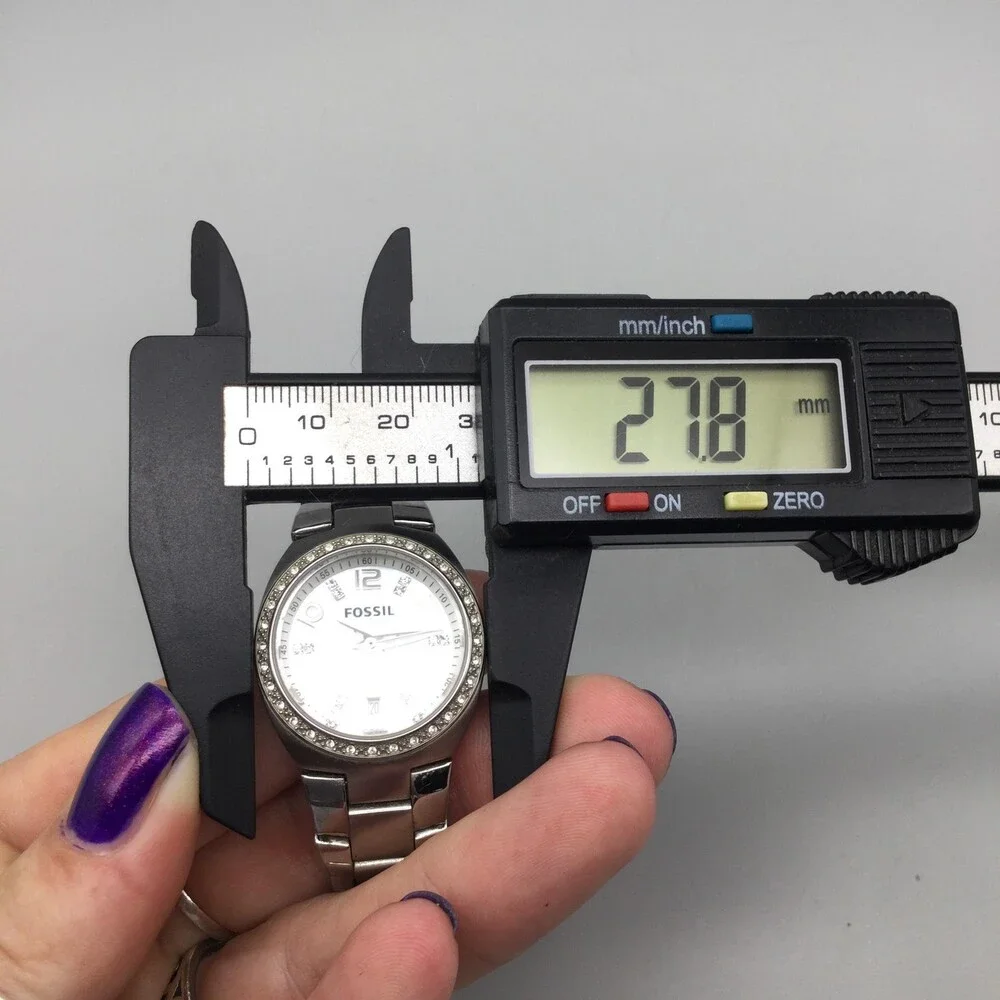 Fossil Womens Watch 28mm MOP Dial Crystals Date Stainless New Battery 6.5